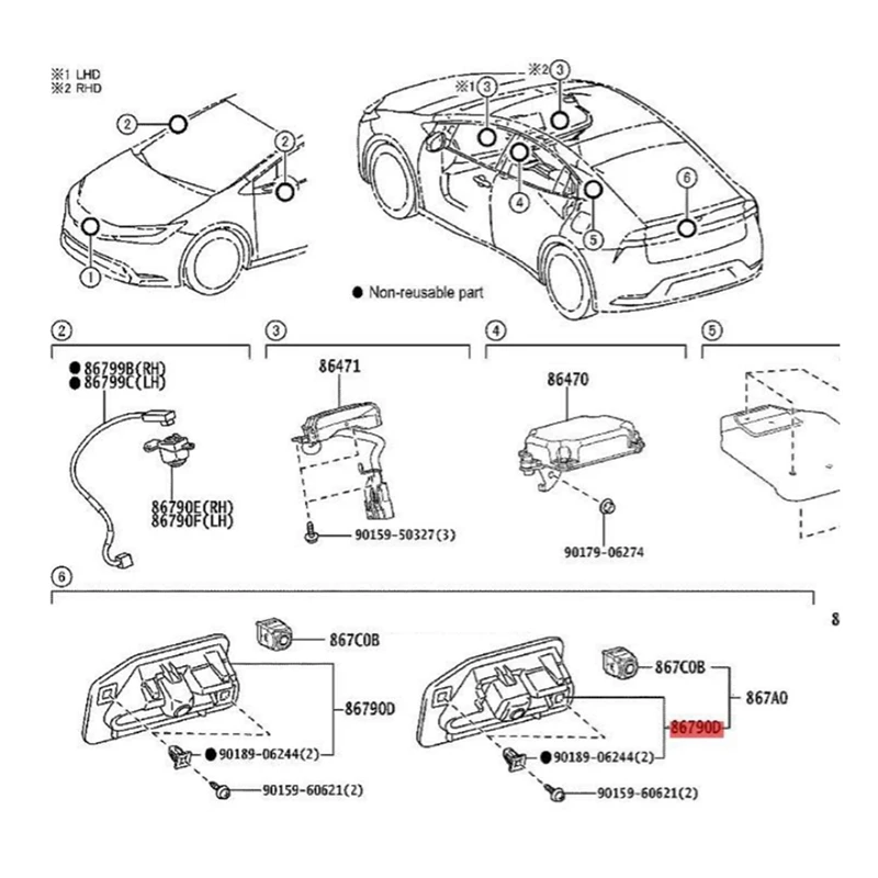 

867B0-47080 Автомобильная задняя камера заднего вида в сборе для Toyota Prius 2022-2024 Assist, камера заднего вида 867B 047080