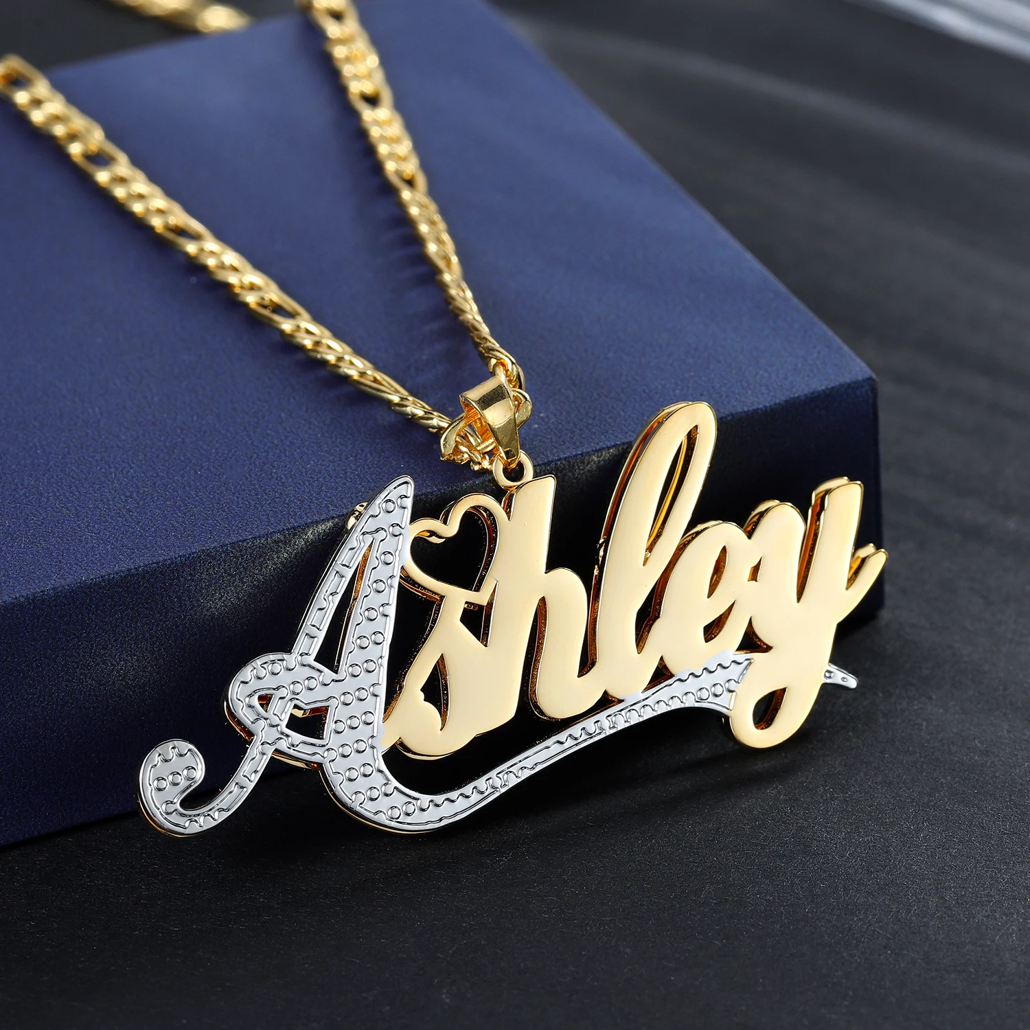 Nuevo collar personalizado, collar con nombre chapado en oro doble para mujer, cadena con colgante de nombre de acero inoxidable personalizado, joyería para niña, regalos