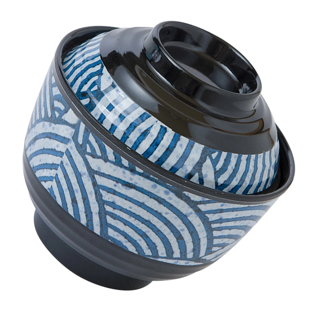 Soup With Lid Japanese Style Miso Thick Heat Resistant Fall Resistant Dustproof Ramen Small Restaurant Soup Bowl Kitchen Rice