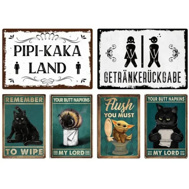 معدن القصدير المشارك مرحاض الرجعية تين تسجيل خمر الحمام اللوحة لوحة معدنية جدار الفن الملصقات ديكور للرسم المعدني المرحاض #2