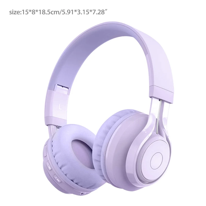 Auriculares LED emisores de albaricoque/rosa/púrpura de Metal para niños, auriculares inalámbricos con Bluetooth, volumen limitado, montados en la cabeza, envío directo