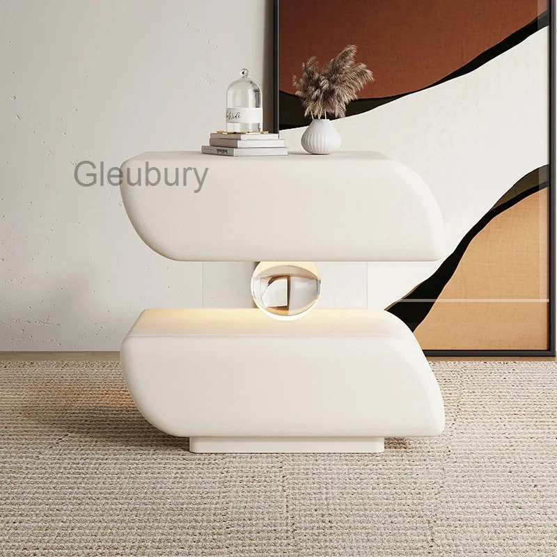 Mesitas de noche nórdicas, elegantes, de color crema, con diseño moderno y de alta calidad, ideales para dormitorios. Muebles creativos para dormitorios.