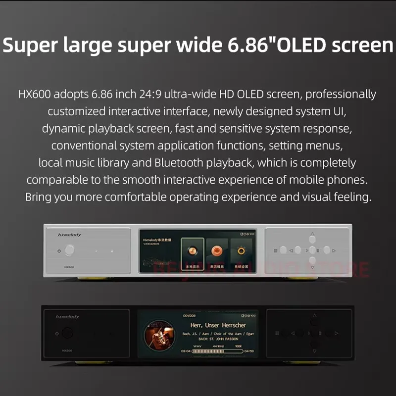مشغل الوسائط الدوار الرقمي Hxmelody HIFI بدون فقدان صوت الموسيقى ES9039PRO DSD1024 PCM1536 كيلو هرتز بلوتوث واي فاي HX600