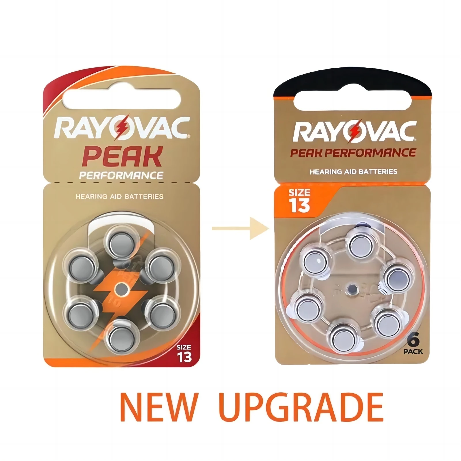 بطاريات السمع 60 قطعة/10 بطاقات RAYOVAC الذروة 1.45 فولت 13A A13 13 P13 PR48 بطارية هواء الزنك لـ BTE CIC RIC OE مساعدات للسمع #3