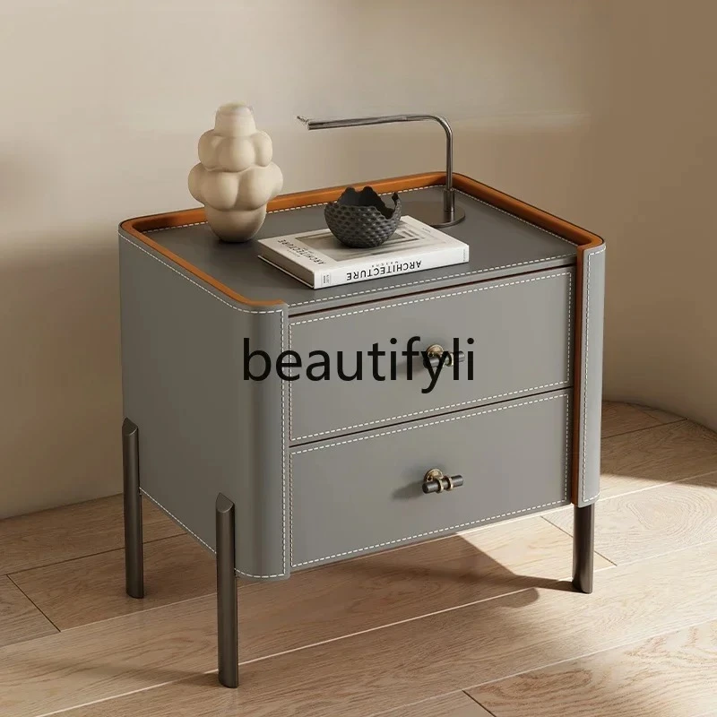 

simple modern light luxury high-end solid wood bedside table household bedroom small bedside storage cabinet