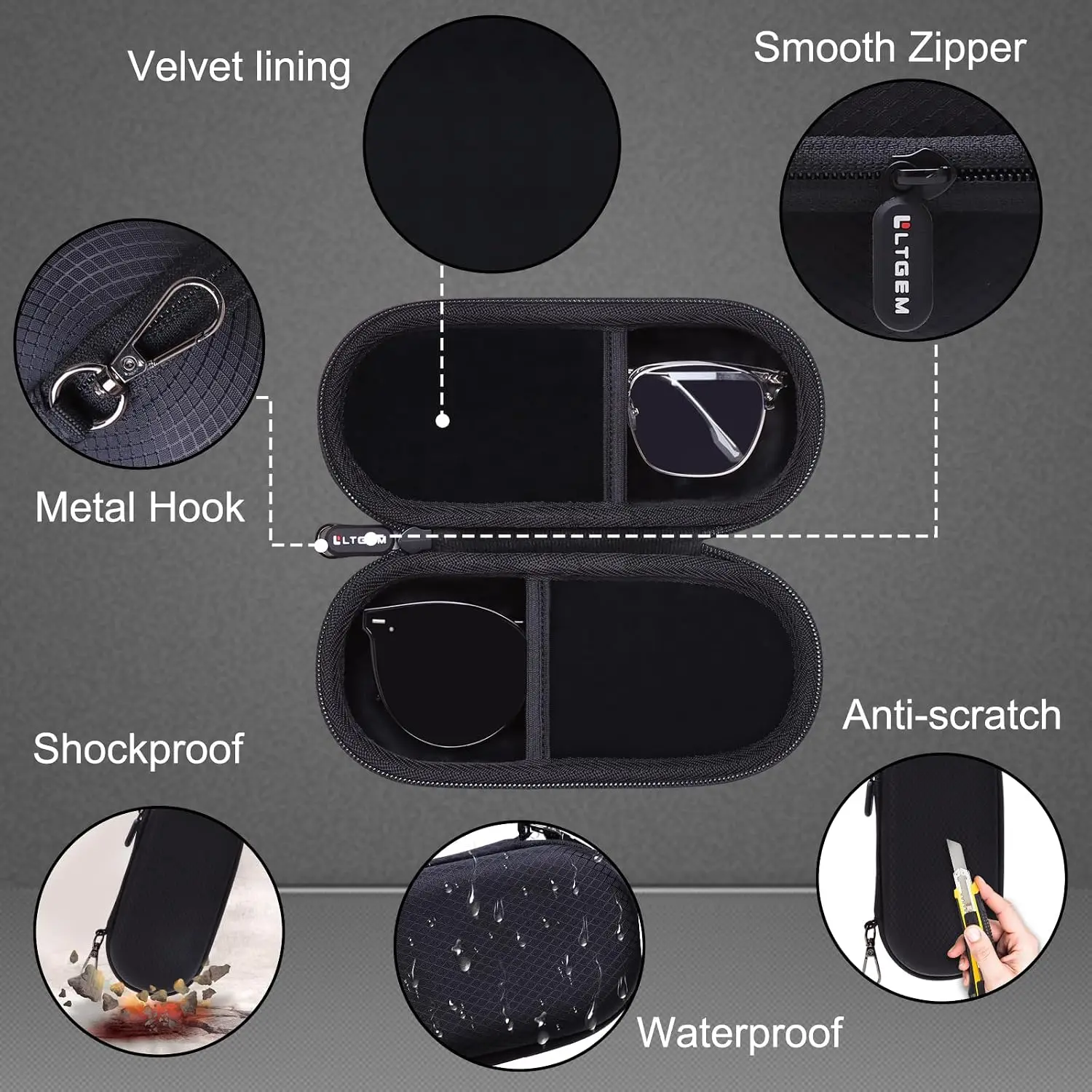 Hard Double Eyeglass Case Travel Sunglasses Storage Case for Men Women Shockproof Sunglasses Box EVA Glasses Case  for Car