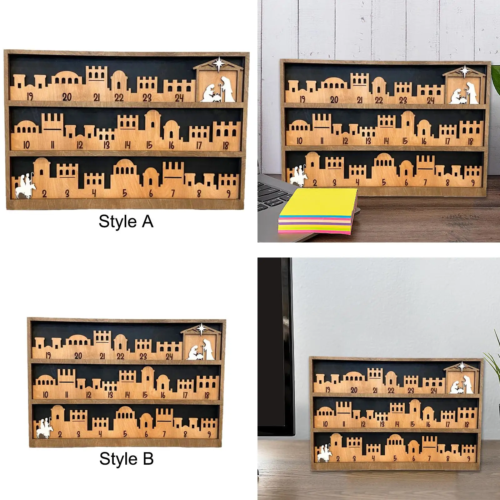 

Рождественский адвент-календарь на 2024 год, рождественский деревянный адвент-календарь с центральным центром Христа для декора домашней вечеринки на день рождения