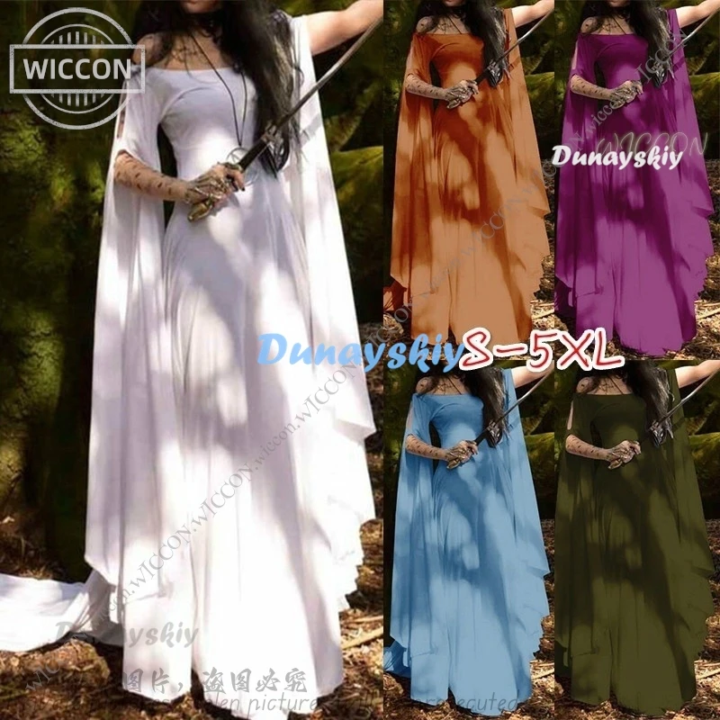 מסיבה חדשה שרוול ארוך מסיבת צווארון שמלה לנשים S-5XL ליל כל הקדושים תלבושות שמלת רנסנס בגיל הביניים לוחם נסיכה