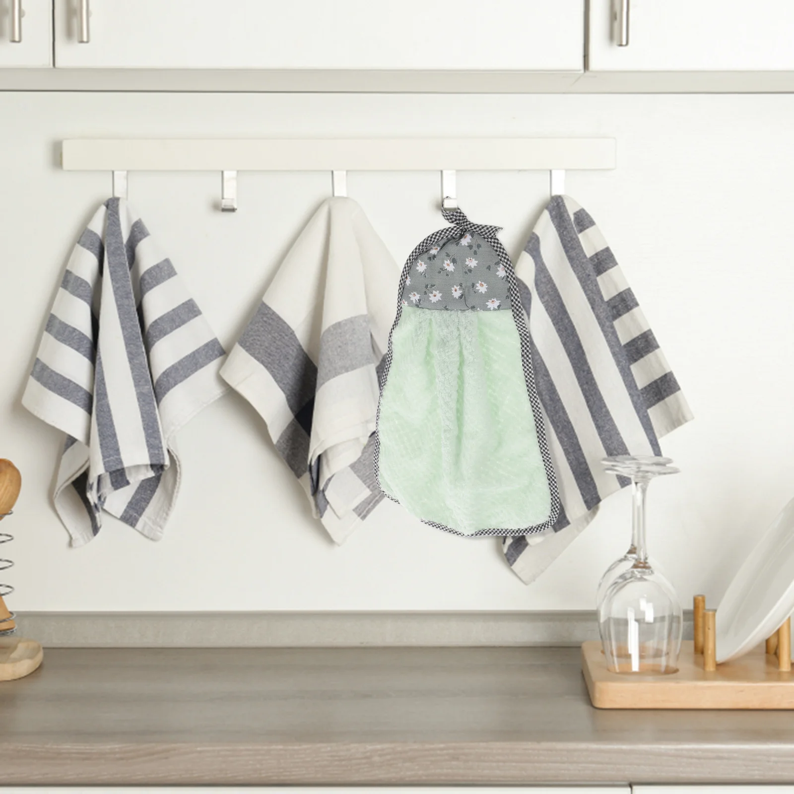 

Tofficu 6pcs Drying Towels Thick Absorbent Hand Dish Bath Kitchen Hanging Towel Set