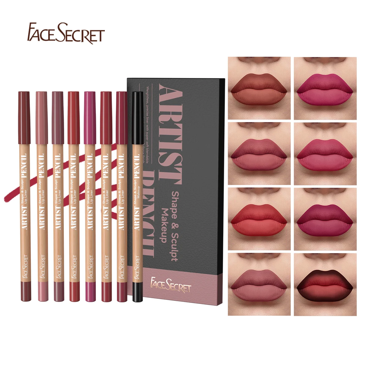 8 unids/set cara SecretLip Liner Set 8 colores impermeable mate duradero Color desnudo lápiz labial lápiz labial marrón delineador de labios lápiz labial