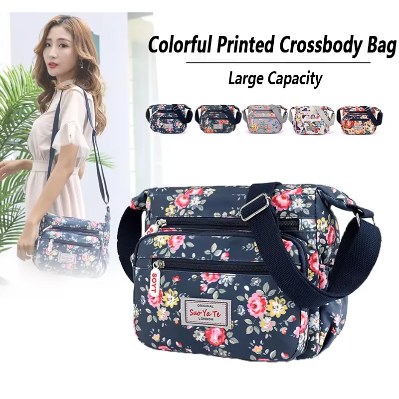 

Multi-pocket Crossbody Bag Waterproof Handbag Fashion Casual Floral Pattern Women Bag Durable High Quality Nylon Female Handbag