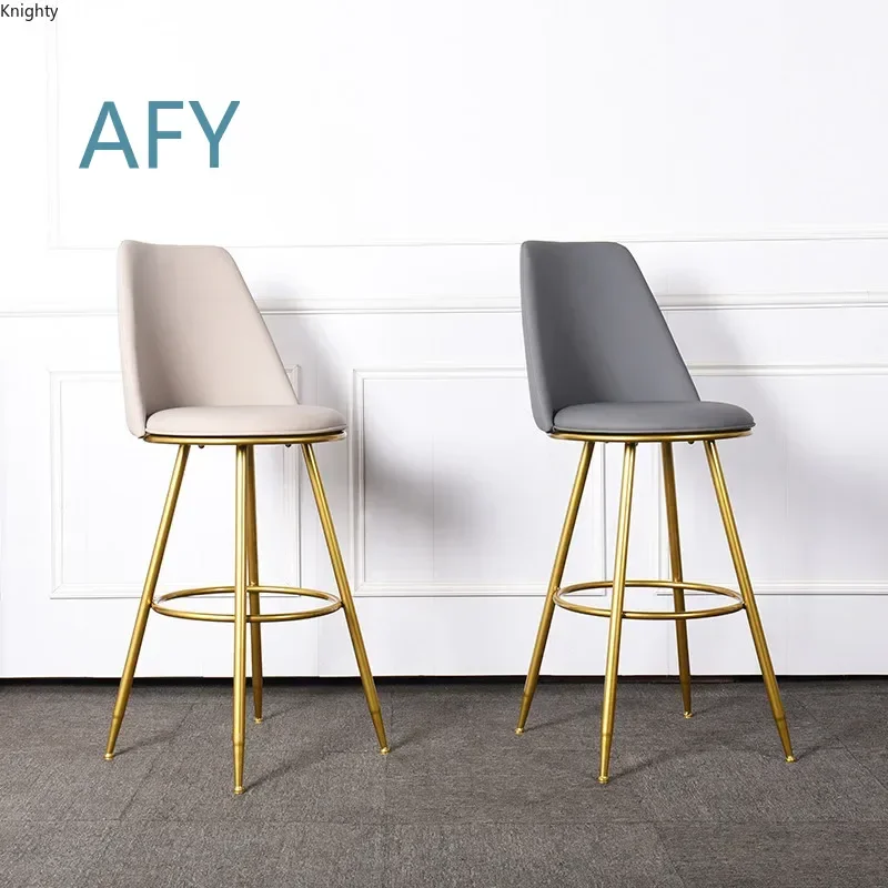 Bar Chair for Home Office Kitchen Bar Counter Modern Minimalist High Stool Stainless Steel Metal Fashion Bar Stool for Adults