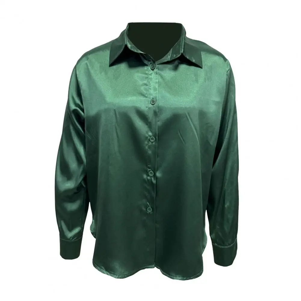 

2025 Spring Summer Satin Shirt Women V Neck Long Sleeve Office Shirt Blouses Ladies Black White Silk Loose Shirts For Women