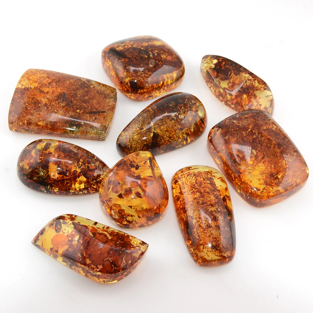 100% Natural Special Floral Amber With Fossilized Plant rregular Waterdrop/Square/Leaf Pendant ,With Small Defet,No Holes