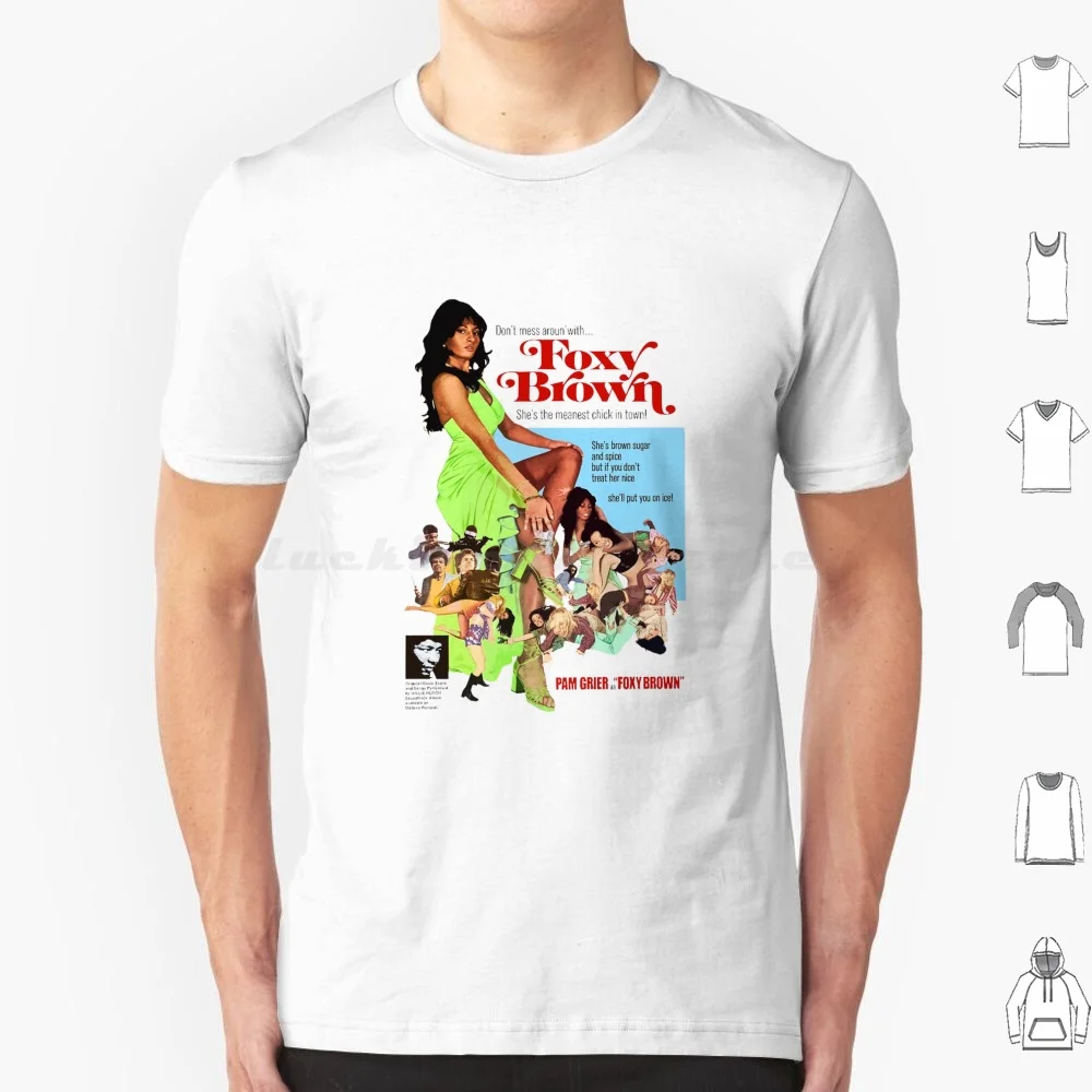تي شيرت كلاسيكي من فيلم Foxy B تي شيرت قطني للرجال والنساء يمكنك صنعه بنفسك طباعة فيلم Pam Grier Foxy Brown 70s فيلم Blaxploitation ريترو بني عتيق