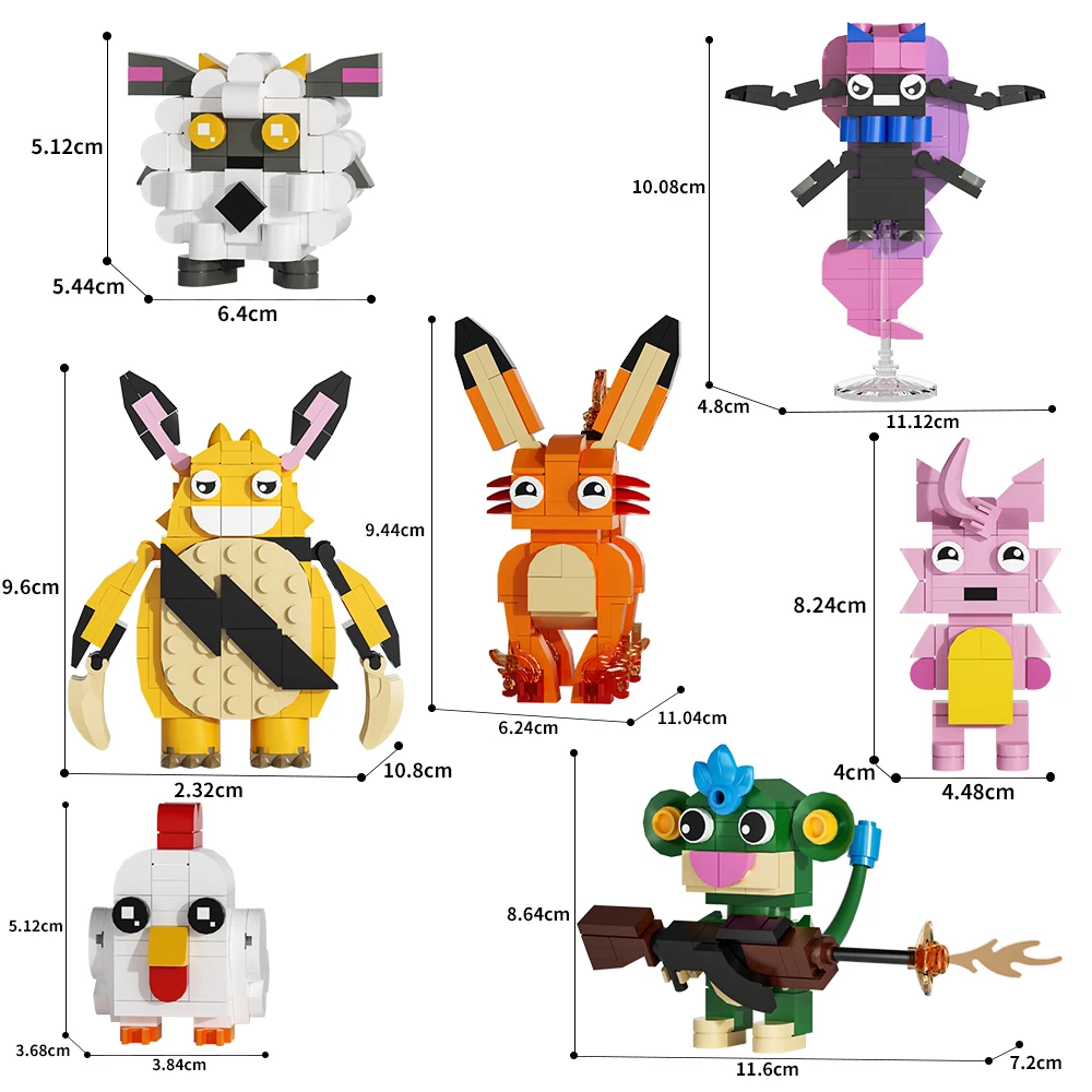 MOC Palworld Game Figure Dolls Bricks Model Cute Dolls Grizzbolt Foxparks Lamball Building Block Assembly Toys Kids Toys Gifts