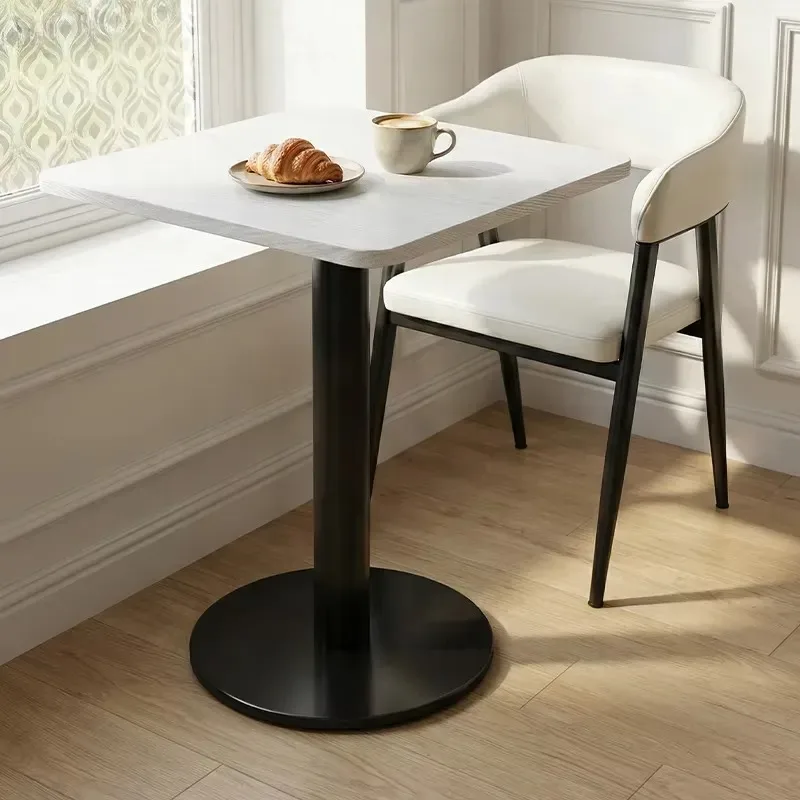 Minimalist White Tables and Upholstered Stools for Cake Shop Coffee Shop Furniture Custom