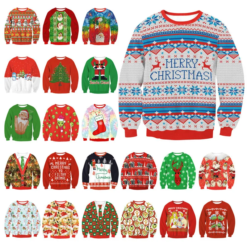 Ugly Christmas Sweatshirt Family Men Women Sweater for Couples 2024 Pullover Jumper Oversize Funny Red Jersey New Winter Navidad