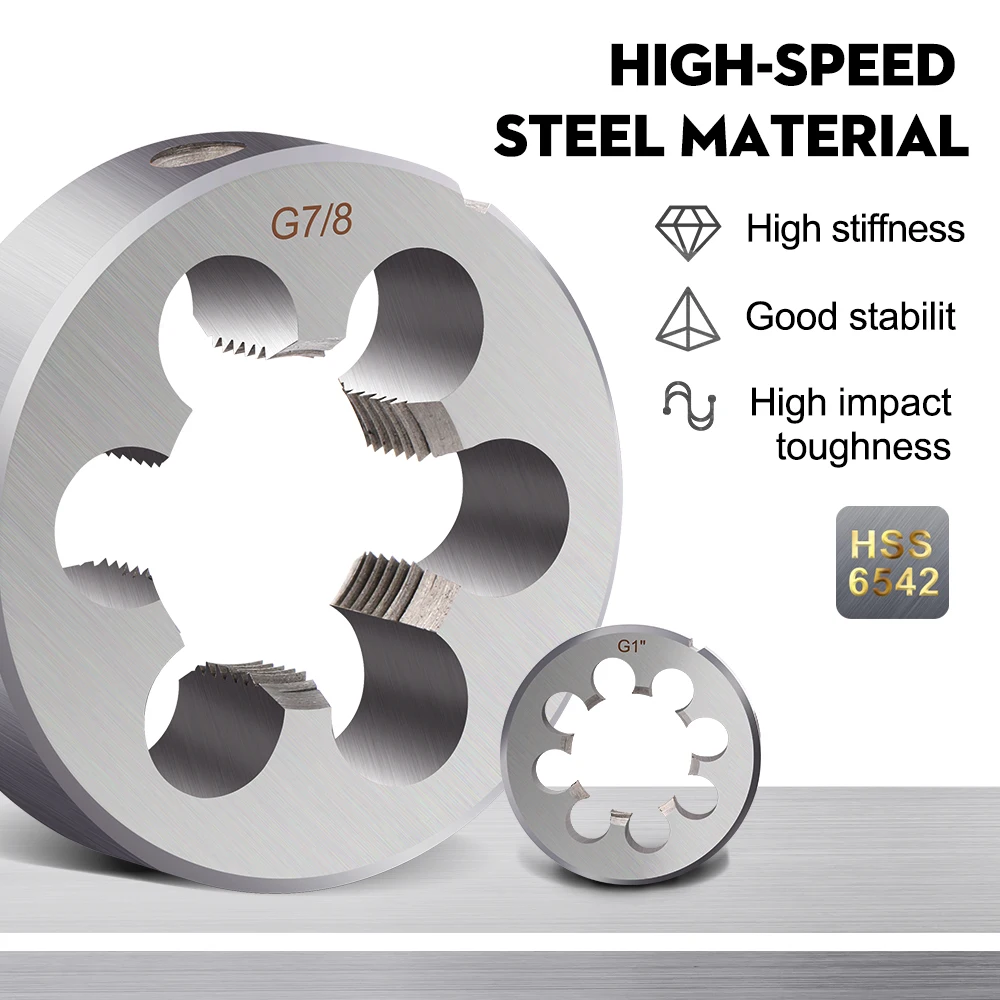 1pc Pipe Thread Die Metric Round Dies G Right Hand Cutting Tool High Speed Steel 1/16 G1/8 G1/4 G3/8 G1/2 G5/8 G1 Hand Tools