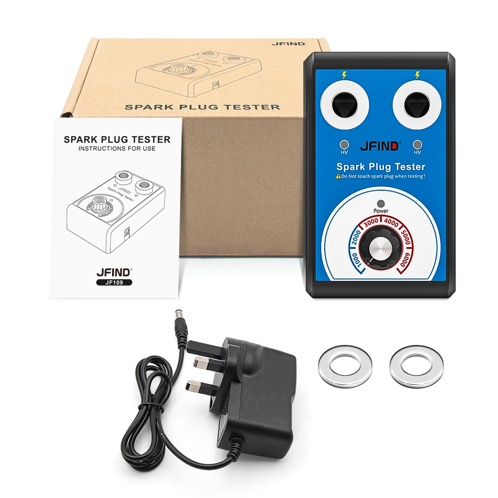 Hochwertiger JFIND JF109 Doppelloch-Zündkerzentester 110V 220V auf 12V Auto-Zündungsanalysator Diagnosegerät für Auto und Motorrad – Detail 12