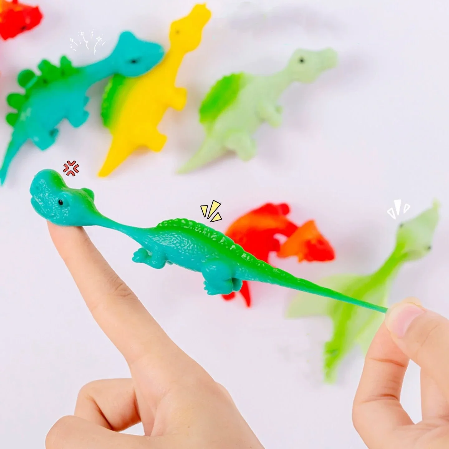 10Pcs Finger Catapult Dinosaur Stress Relief Toy TPR Turkey Finger Catapult Children's Birthday Party Most Popular Gift Toy