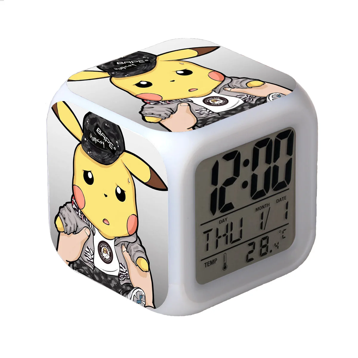 Pokemon Pikachu Eevee Snorlax LED Alarm Clock Plastic Colorful Night Light Anime Figure Peripheral Student Child Birthday Gifts