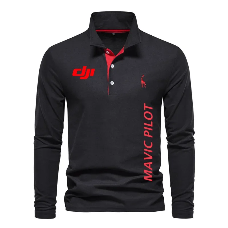 100% cotton men\'s POLO shirt DJI long sleeve T-shirt for men Comfortable hip hop High quality business comfort sweatshirt