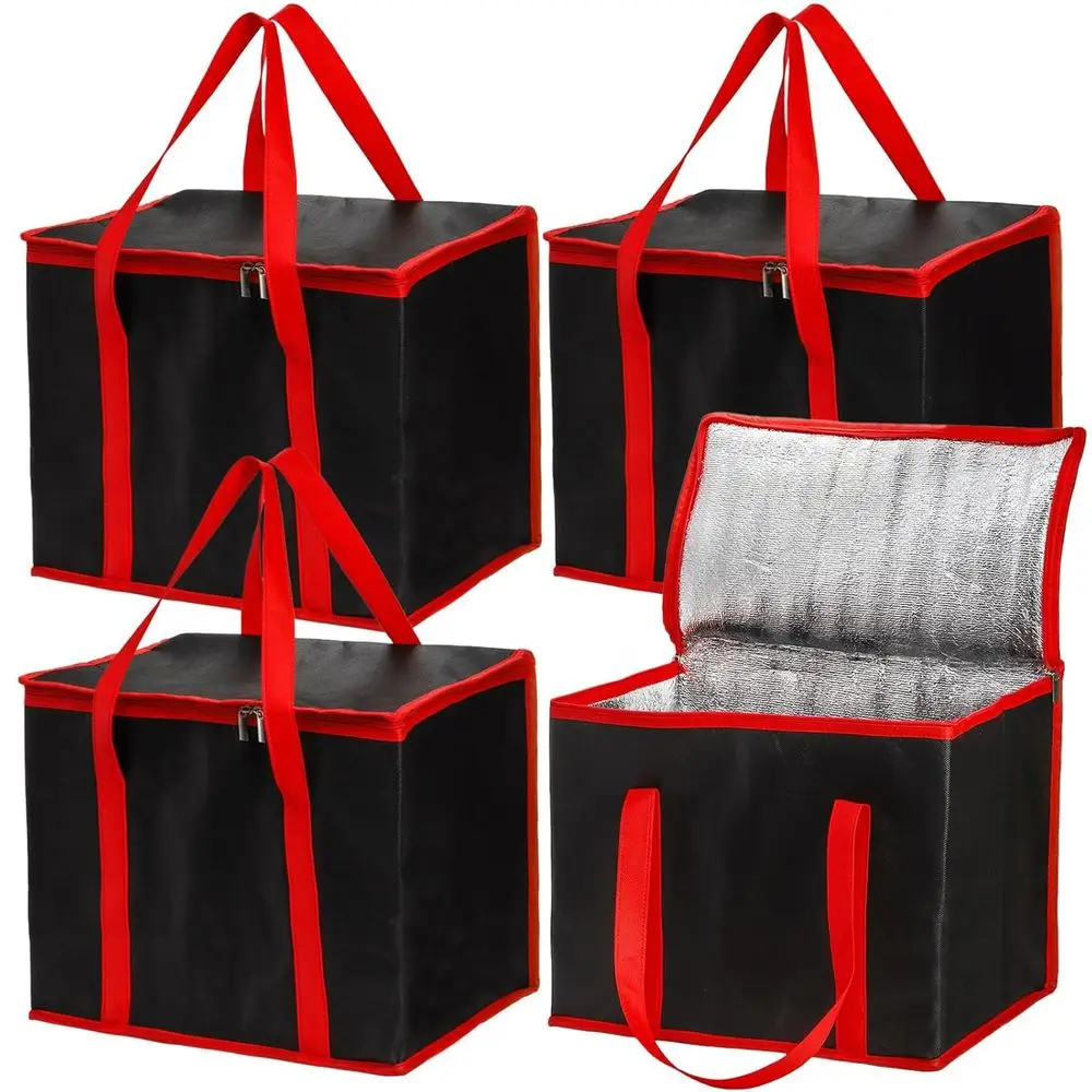 

Set of 4 Large Reusable Shopping Totes with Zippered Closure, Perfect for Food, Camping, Clothes, Picnics, Travel