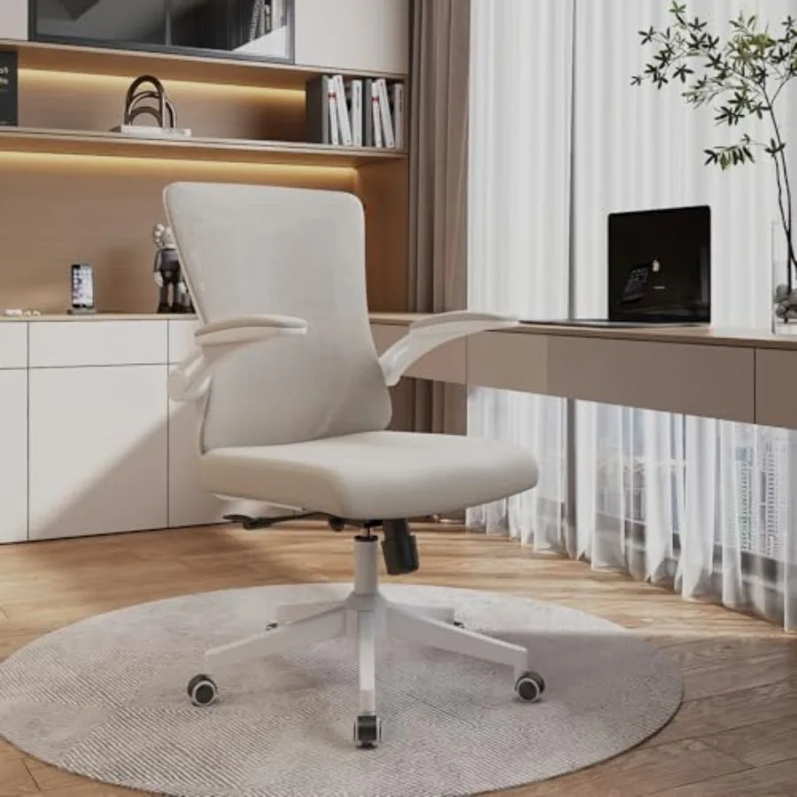 Office chair for home office use, mesh material, black color, ergonomic design with 90-130 recline, adjustable lumbar support,