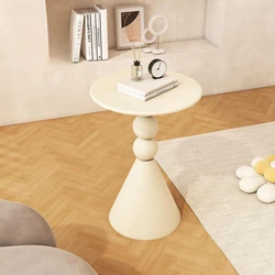 Nordic Iron Side Table Small Apartment Cream Style Living Room Round Creative Coffee Table Sofa White Side Table Simple Modern