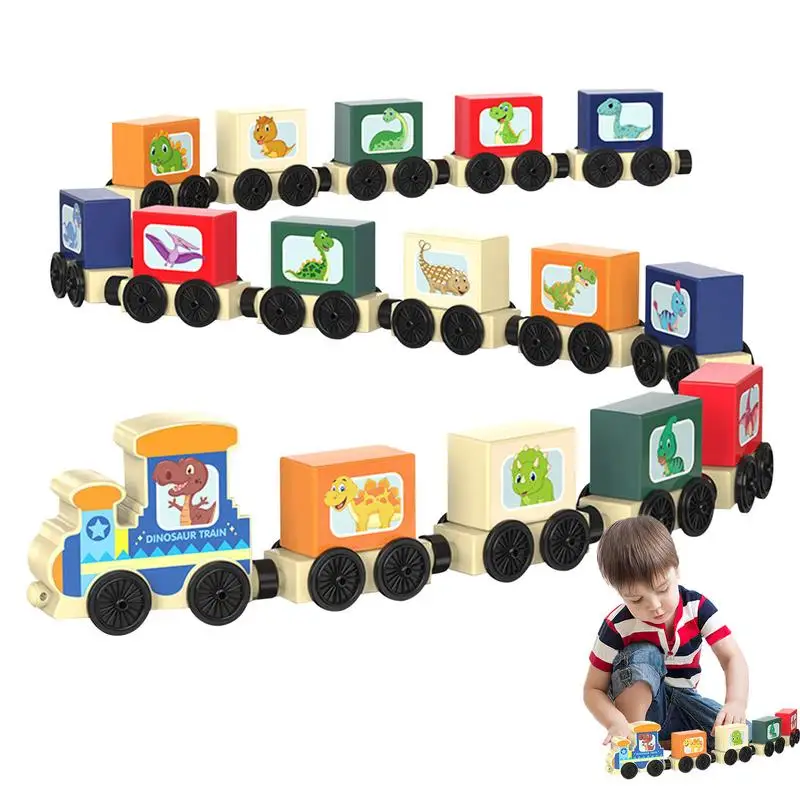 

Toy Train Set Dinosaur Transportation Wooden Railway Toy Set Wooden Train Toys Montessori Educational Game For Kids Boys Girls