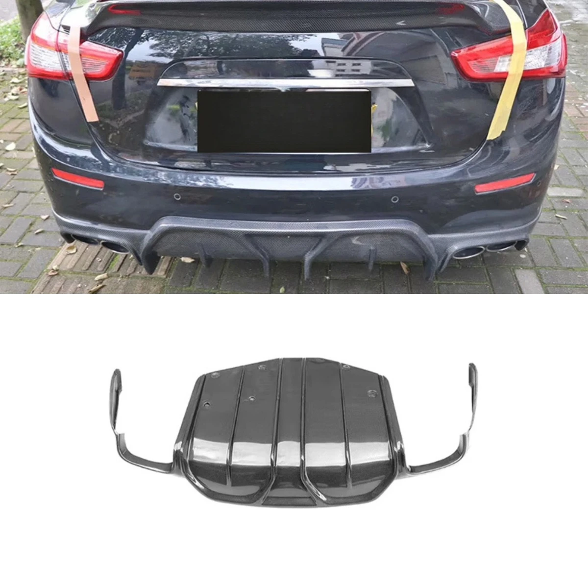 Real Carbon Fiber Look Car Rear Bumper Lip Rear Bumper Splitter Body Kit For Maserati Ghibli ASPEC 2013-2018 Car Accessories