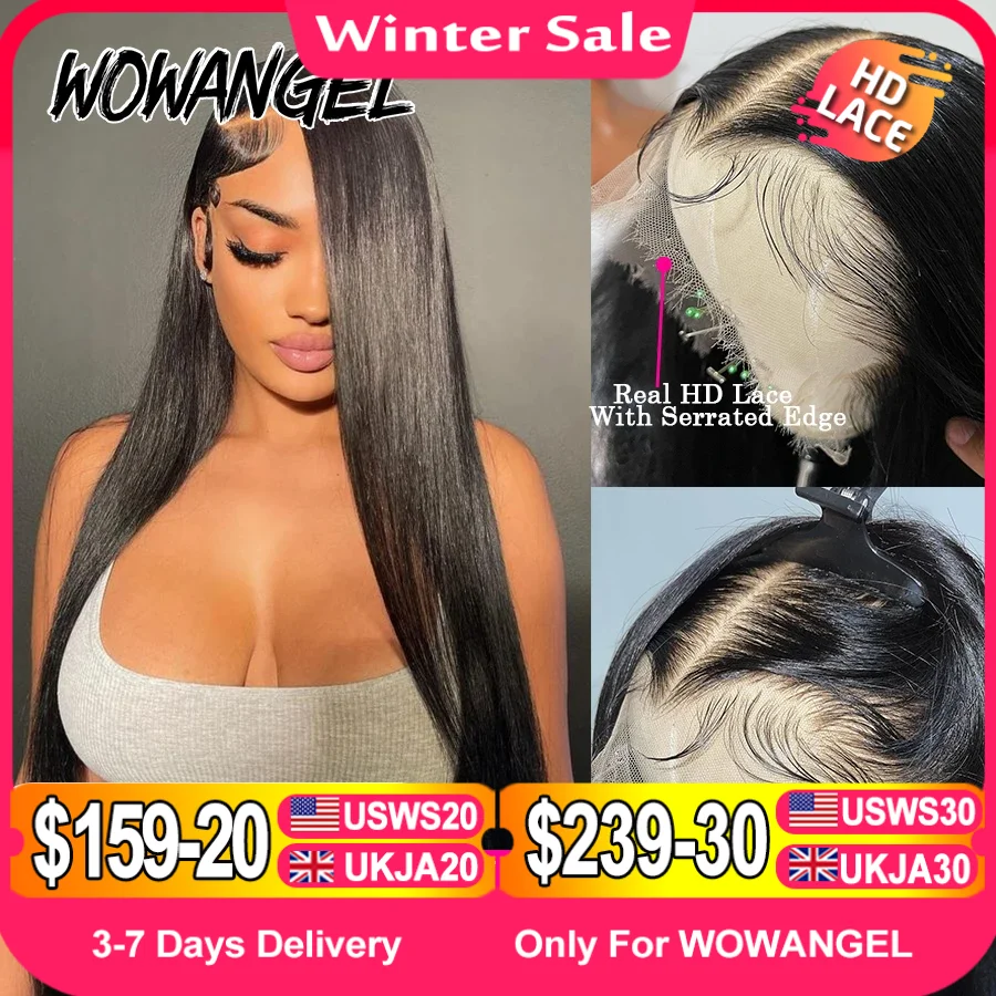 Wow Angel 250 % 13 x 6 HD-Vollspitze-Frontal-Perücken, große Spitze, gerade, 34 Zoll, Remy-Echthaar-Perücken, vorgezupftes brasilianisches Haar