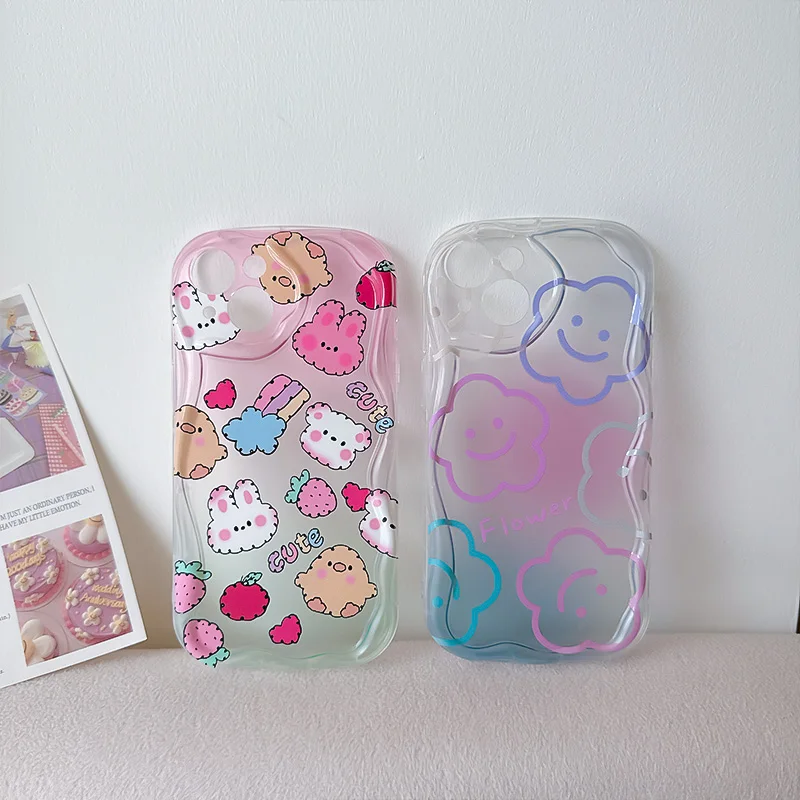 Case For Huawei P40 Lite 5G Nova 5T 11 7 9 10 SE P30 Mate 30 40 Pro 3D Wavy Curved Edge Soft Clear TPU Flower Cases Cover Capa