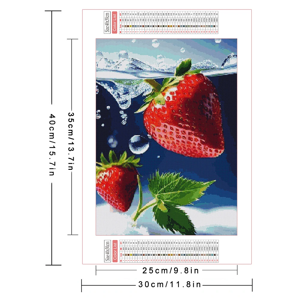 AZQSD Diamond Painting Fruit Flower Mosaic Embroidery Strawberry Kitchen Home Decor Rhinestones 20x30cm Cross Stitch Kits