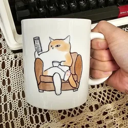 Funny Cat Ceramic Coffee Mug 3D Printing Effect Driving Cat Milk Tea Multicolor Cup for Friends Bestie Family Novetly Gift