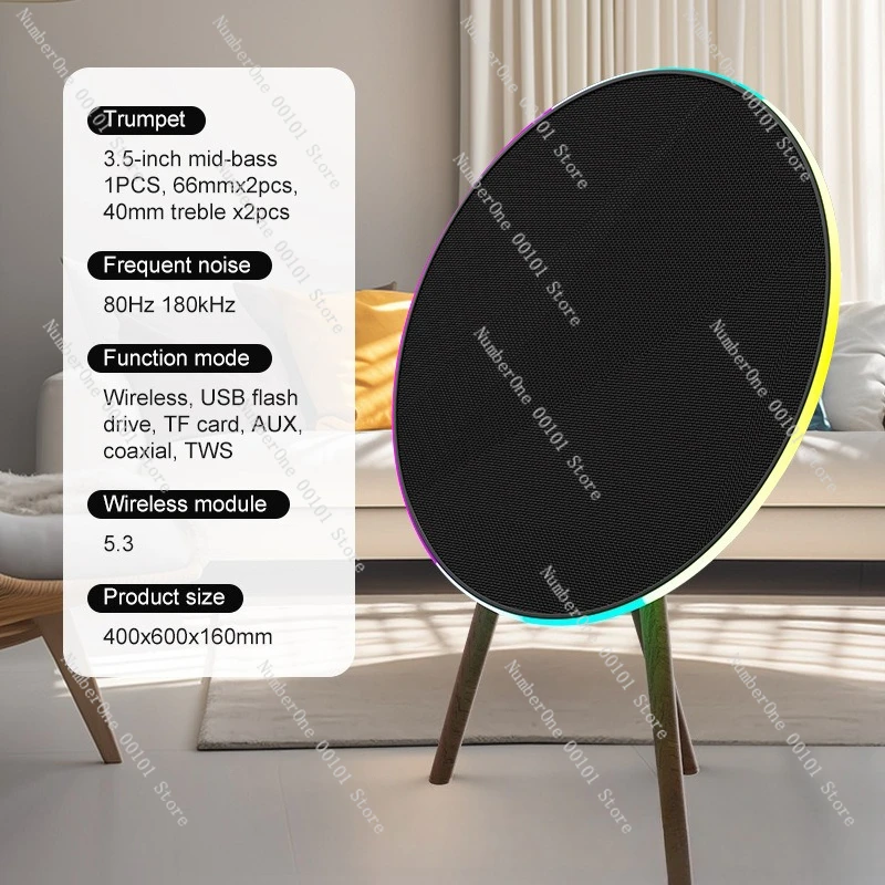 Portable Wireless Bluetooth Speaker, High Power Outdoor Home Desktop Audio with Subwoofer