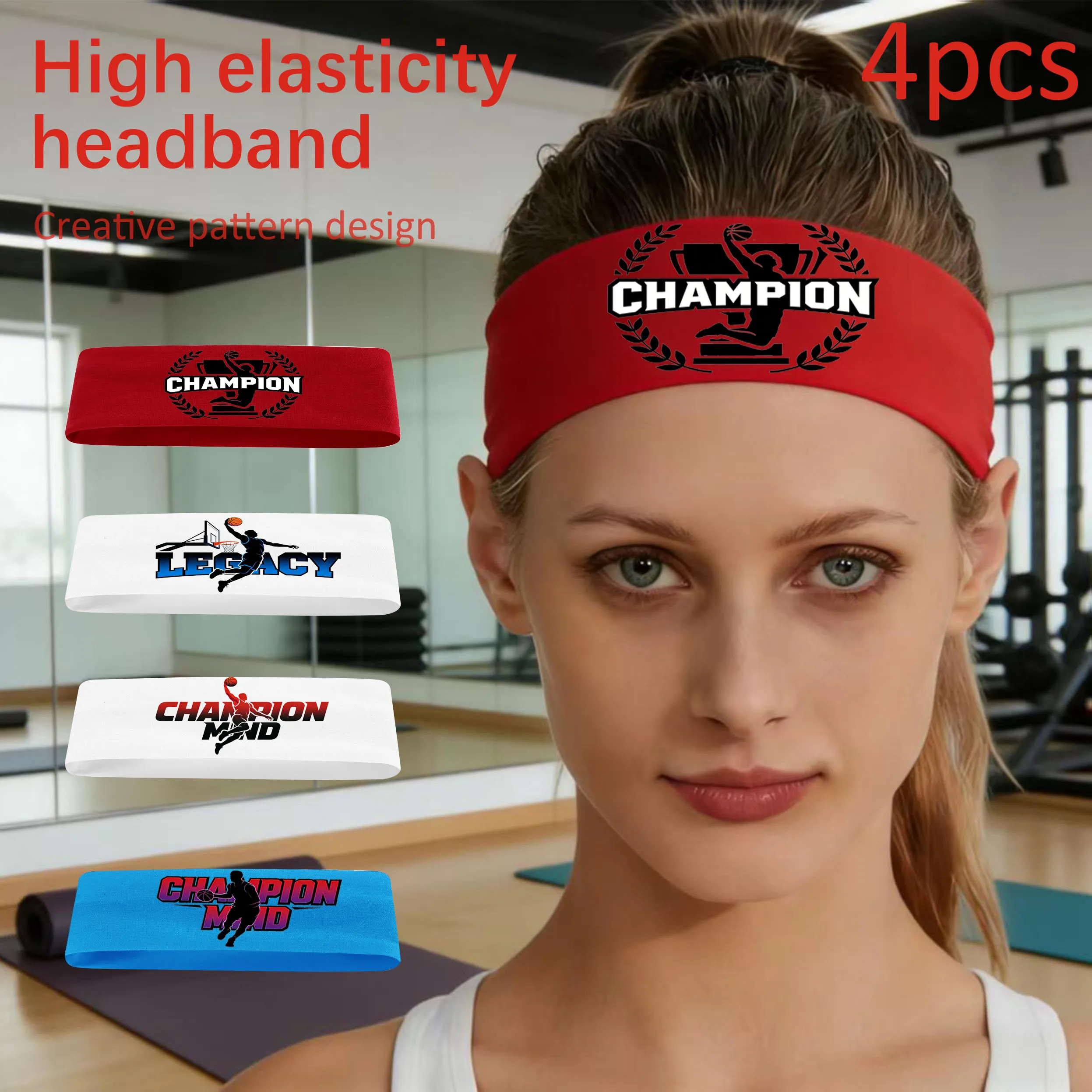 4pcs unisex sweatproof sports headband loose anti slip hair accessory suitable for basketball, fitness, marathon