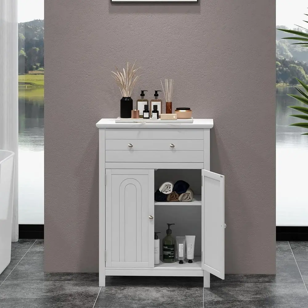 

Bathroom loor Cabinet, Kitchen Storage Cabinet with 1 Der, 2 Do& 3-Position Adjustable Shel, 2-Door loor Storage Cabinet or Bath