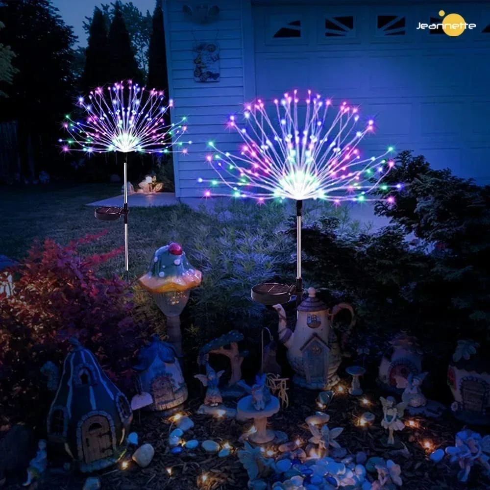 

LED Solar Ground Mounted Fireworks Lights Outdoor Waterproof Christmas Atmosphere Courtyard Lawn Decor Dandelion Light String