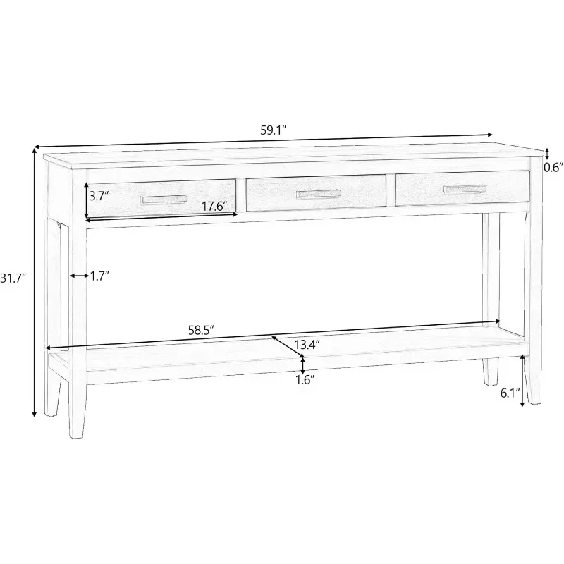 Merax Entry Console Table with Storage, 3 Drawers Design / Wooden Frame / Behind Sofas and Couches,