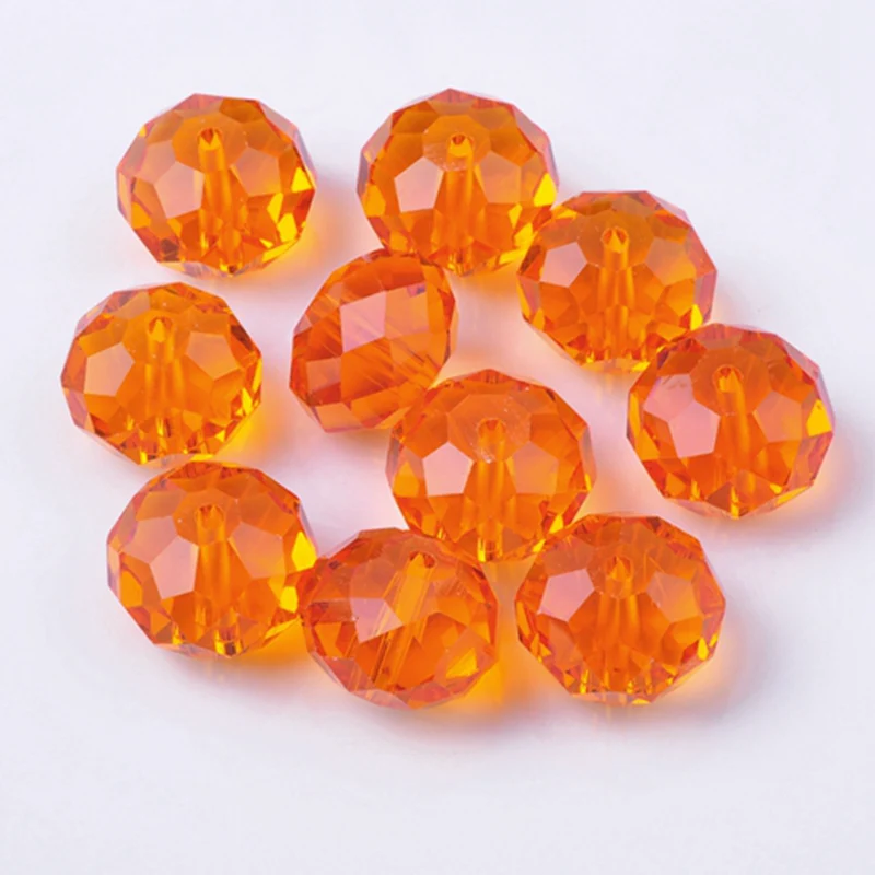 Rondelle Faceted Czech Crystal Glass Orange Color 3mm 4mm 6mm 8mm 10mm 12mm 14mm 16mm Loose Spacer Beads for Jewelry Making DIY