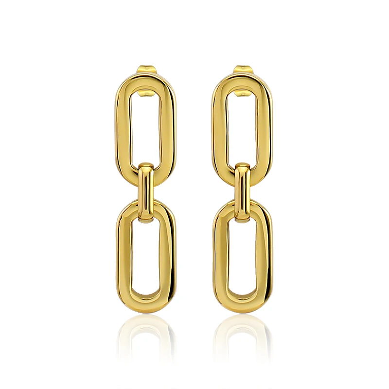 Rectangular Links Geometric Mix Color Long Drop Earrings for Women Stainless Steel Earrings Studs Everyday Wear