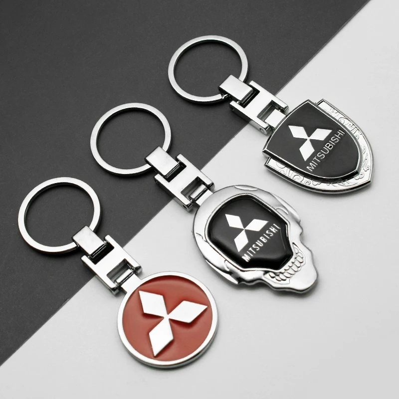 Metal leather Car Styling Emblem Keychain Key Chain Rings For Mitsubishi Lancer 10 9 EX Outlander 3 ASX L200 Pajero Accessories