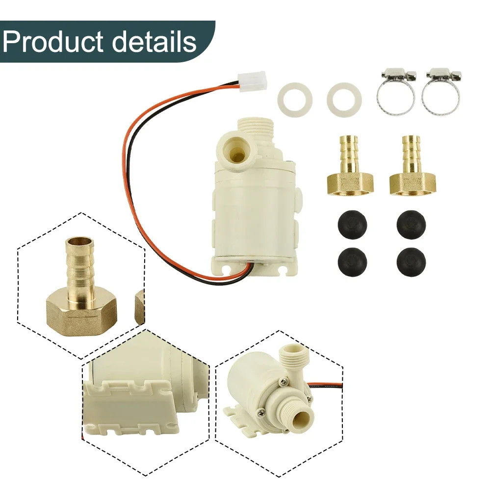 

Brass Coupler Pump Low Noise 8L/Min(2.1GPM) DC Brushless Motor Engineering Plastic Hot/Cooling Water Circulation