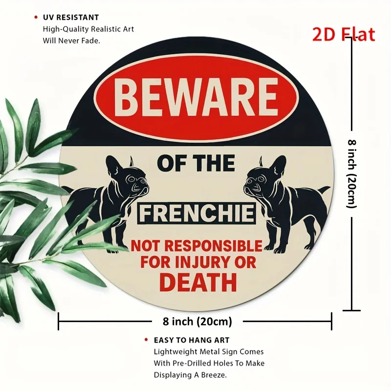 [2D Flat] This Is a 2D Flat Print Featuring a Duo of Meticulous French Dogs, Designed As a Metal Plaque. It Is Ideal for Decorat