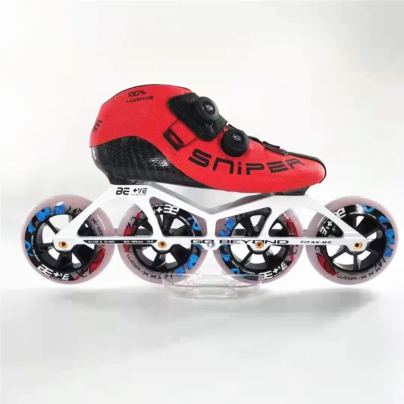 Inline Speed Skates BE+VE Professional Competition Skate Dual-knob Locking Rotate Button Shoes for Indoor Track Racing Rolling