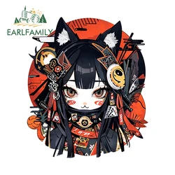 EARLFAMILY 13cm × 11.2cm Furry Cat Girl Car Stickers Decor Kawaii Japanese Style Graphics Decals Creative Air Conditioner