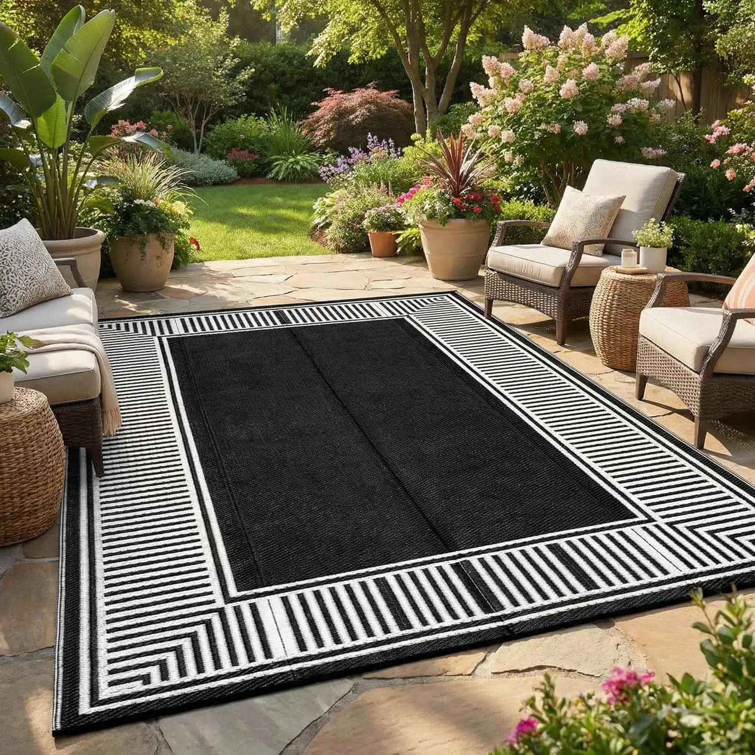 

Large Outdoor Rugs for Patio 10x14 Portable Outdoor Carpet, Reversible Plastic Straw Rug Camping Mat Waterproof Outside Rug f