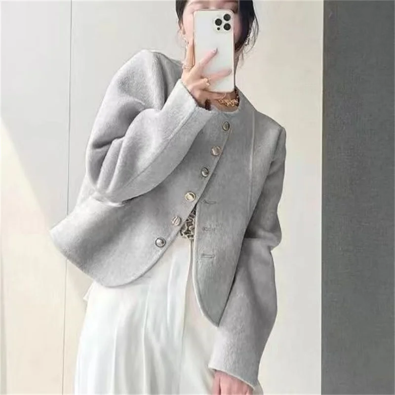 2025 New Women Woolen Coat Autumn Winter Fashion New Loose Double-Sided Cashmere Wool Coat Female Short Ladies Jacket Tops